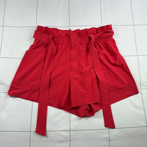 Athleta Shorts Womens 4 Red Skyline Belted Paperbag Waist Stretch Travel Casual - Picture 2 of 12